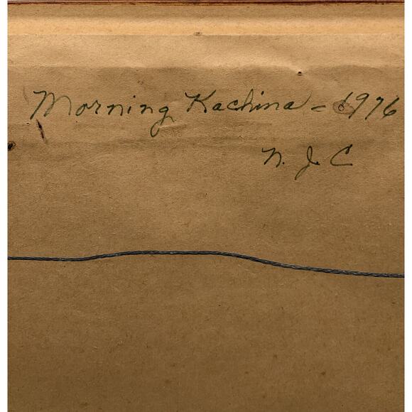 Vntg Morning Kachina 1976 Framed Needle Point Signed 18” x 13.5” Estate - Picture 7 of 8